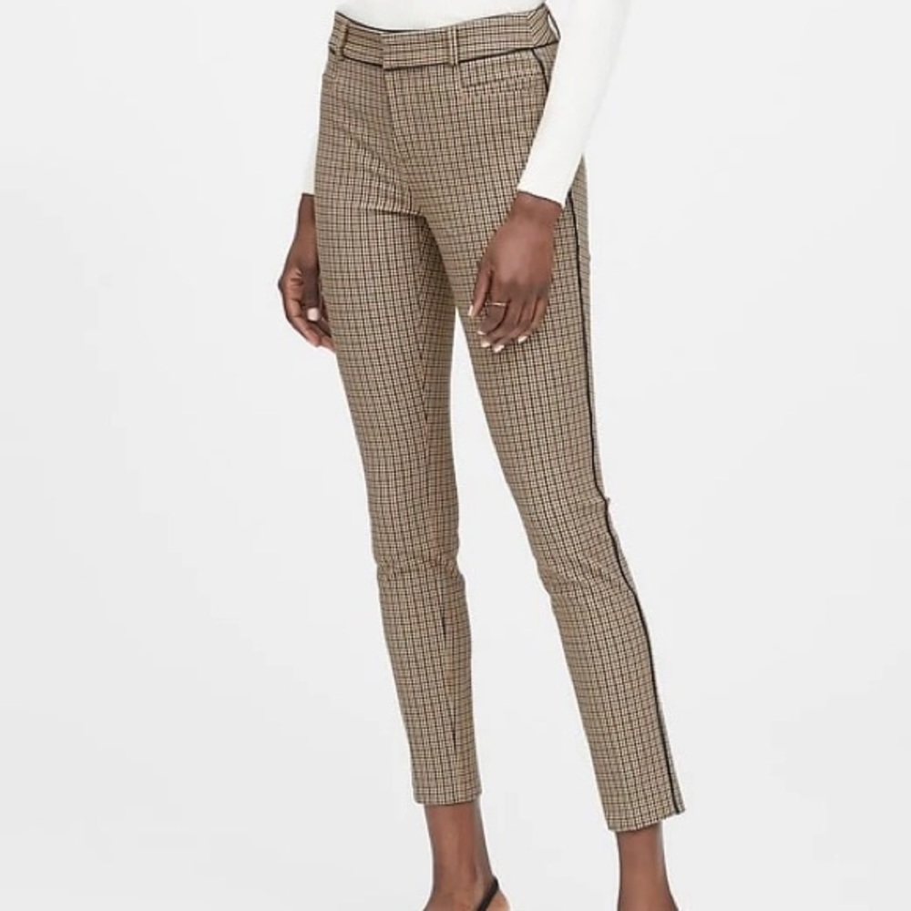 Banana Republic Sloan Slacks Size 00P tan navy plaid